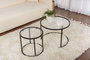 Hanah Home Juego de Mesas de Café Negro con Vidrio Templado